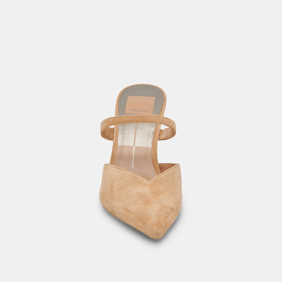 kanika wide heels aus hellbraunem wildleder